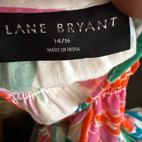 Lane Bryant Tropical Wide Leg  Floral Print Plus Size Jumpsuit With Spaghetti St - Picture 7 of 8